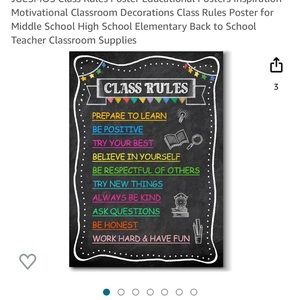 Class room rules -poster  --- Brand New rolled up and in plastic sealed   025